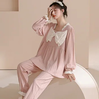 2021 Pijamale Femei cu mâneci Lungi, Pantaloni Dulce și Drăguț Bumbac Toamna Iarna Acasă Îmbrăcăminte de Uzură în aer liber Drăguț Pijamas Femei