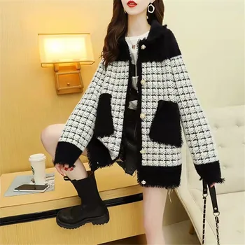 2021 Toamna Iarna Noua Moda coreeană Liber Imitație de blană de Nurcă de Catifea Gros Pulover Cardigan pentru Femei Jacheta Exterioara Haina