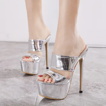 2021 Vara Noua Platforma Sandale Femei Sexy Slim Ultra High Heels 18CM Pantofi Dame Papuci de sex Feminin Pol de Dans Încălțăminte Mărimea 40