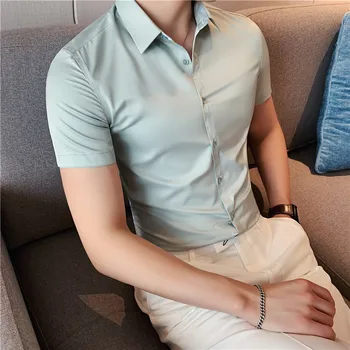 2022 Brand de îmbrăcăminte pentru Bărbați de Înaltă Calitate petrecere a timpului Liber Vara Tricouri Rochie/Masculin Slim Fit Afaceri Tricou Maneci Scurte Topuri Plus dimensiune S-4XL