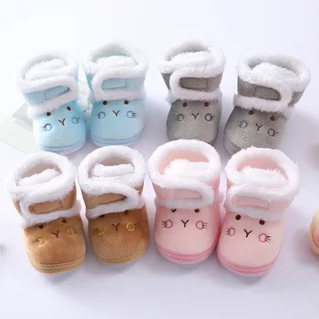 2022 Copil Nou-născut Prima Pietoni Unisex Cozie Faux Fleece cu Sireturi groase de Iarna Infant Toddler Crib Pantofi parchet Clasic pentru Băieți și fete