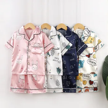 2022 Copil Pijamale de Mătase de Imprimare Scurt Pijamale pentru copii Set Pijama Copii Tricou Pantaloni de Desene animate