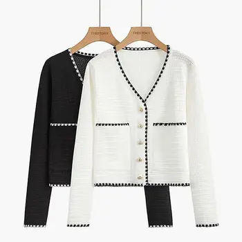 2022 Elegant Tricot mâneci Lungi Femei Toamna Subțire Butoane Cardigan Tricotate Bluze Pulovere de Designer de Scurt Sacou Haine