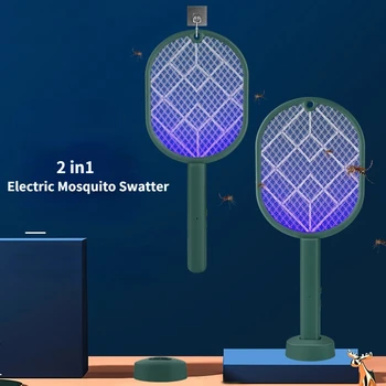 2022 Noi 2 in1 Electric Insecte Racheta Swatter Zapper USB Reîncărcabilă Vara Țânțar Swatter Ucide Zbura Bug Zapper Criminal Capcana