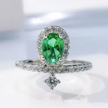 2022 Nou Un carat Smarald Singur Diamant Simplu Stil Versatil Propunere Ring Fata