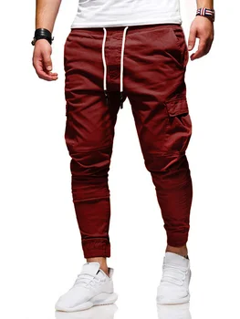 2022 Toamna Mens Cargo Pantaloni Culoare Solidă Cordon Pantaloni Sex Masculin Hip Hop Casual Streetwear Haine Barbati Pantaloni Jogger Multicolor