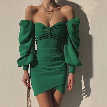 2022 Verde Tub de Top Rochii de Cocktail pentru Femei cu Maneca Lunga de Pe Umăr Sexy Partid Rochie de Bal Bandagevestido De Verano De Fiesta