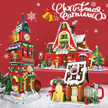 2023 Iarna Sat De Vacanță De Crăciun Decoratiuni Desktop Ornament Blocuri Caramizi Jucarii Si Cadouri