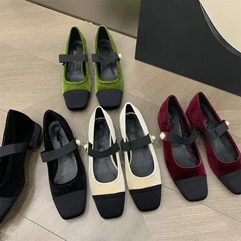 2023 Noile Pompe de Catifea Singur Pantofii Noi Superficială Femei Pantofi pentru Femei Pantofi Catarama Femei de Moda Toc Gros Pantofi Mary Jane