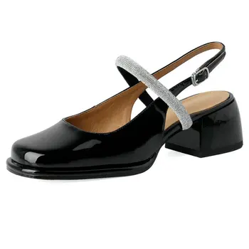 2023 Vara Femei Pompe Stil Retro Pantofi Square Toe Tocuri Inalte De Calitate Superioară Din Piele Pantofi De Femeie De Lucru Casual