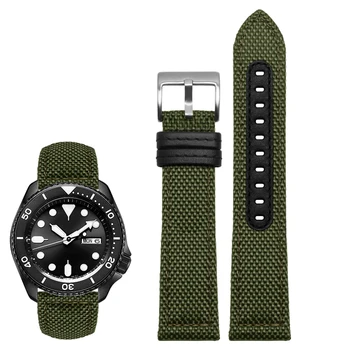 22mm Țesute Nylon Piele Watchband pentru Citizen Seiko Apă Fantomă Casio EFR-303 EFR-304 Ceas Trupa Armata Verde Panza Curea