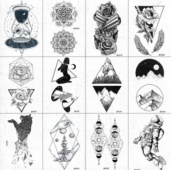 25 Design Tatuaj Temporar Fals Negru Femei Triunghi Tatuaje, Autocolante Corpul Brațul Impermeabil Tatuaje Balena Bărbați Arta Geometrică