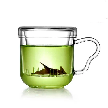 250ml dublu floare cana de ceai cu maner cu capac de sticlă funcția de filtru ceașcă de apă transparente cana de trei piesă stil simplu