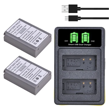 2x BLN-1 PS BLN1 PS-BLN1 Baterie Bateria + Dual LED USB Incarcator pentru Olympus OM-D E-M1 E-M5 Mark II PEN-F E-P5 EM1 EM5 PENF EP5