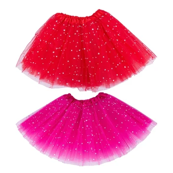 2X Smart Baby Girl Haine Stele Paiete Rochie Mini Balet Dans Pufos Fusta Tutu Rosu si Rose Red