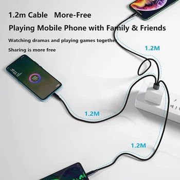 3 În 1 C USB Cablu pentru iPhone X XR 11 12 13 Pro Max 8 7 6 6s Plus SE ZTE Axon 9 10 Pro iphone 8 Cablu de Încărcare Rapidă Cablu de Date