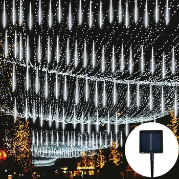 30/50cm 8 Solar cu tuburi LED de Meteoriți Șir de Lumini Impermeabil Strada Ghirlande de Nunta Grădină, Terasă Luminile de Crăciun în aer liber