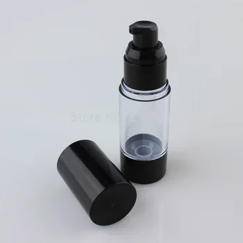 30ml Negru Cosmetice din Plastic Flacon Airless Pompe Pentru crema Si Negru Rotund Airless 30ml Ser sticla de plastic cu pompa