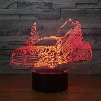 3D LED Masă Lumină de Noapte Masina Formă de Control de la Distanță 7 Culori RGB Lampă de Decorare pentru Casa