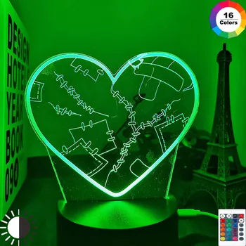 3d Lumina de Noapte cu Inima Frântă 16 Culori Schimbare Veioza pentru Camera Fetelor Decor de Lumină Rece Cadou pentru Prietenul Lampa de Birou Baterie