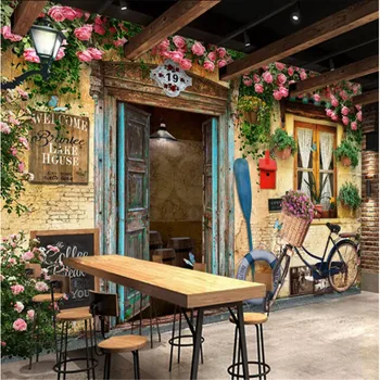3d murale, imagini de fundal Mediteraneene fereastra trandafiri fotografie tapet cafenea, restaurant, bar, KTV papel de parede gazete de perete decor acasă