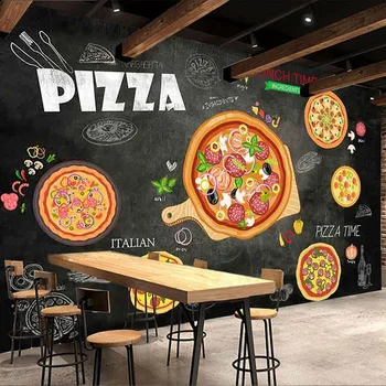3D Poster de Desene animate Pictate manual Pizza Restaurant Fast-Food Burger Shop Fotografie pictura Murala de Perete de Pânză Impermeabilă de Fundal de Decor Acasă