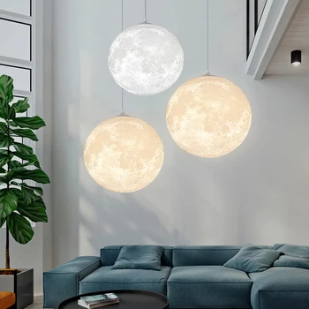 3D Print Luna Pandantiv Lumina Noutate Atmosferă Creativă Lampa de Noapte Restaurant Interior Pandantiv Lumina Camera de zi Agățat de Iluminat