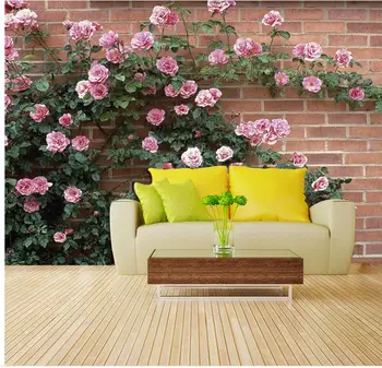 3d tapet personalizat Trandafiri pe perete cu frunze verzi TV 3D fundal 3d picturi murale Decor Acasă