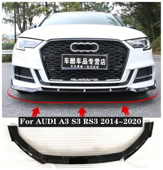 3Pcs/1set ABS Mașină Neagră Spoiler Fata Buze Repartitoare Protector de Acoperire se Potrivește Pentru AUDI A3 S3 2014-2020