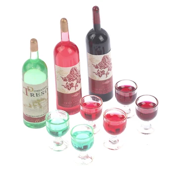 3pcs/set 1/12 casă de Păpuși în Miniatură Simulare Sticla de Vin Pahar de Vin Jucarii Model