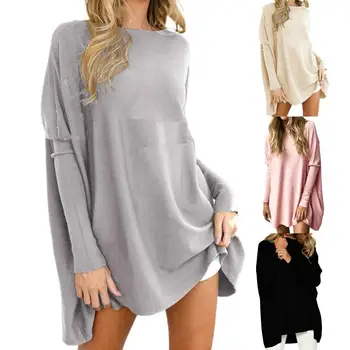 40% Dropshipping!! Culoare Solidă Femei Bluza Cu Maneci Lungi De Sus O Gât Lung Tip Pulover De Streetwear