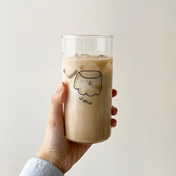 400ml de Apa Creativ Sticlă Transparentă Cana de Cafea Pahare de Desene animate Budinca In Pahare de Suc de Drinkware Borosilicată Cupe