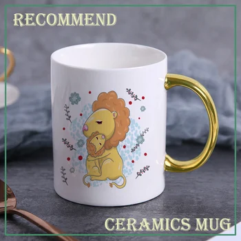 400ml de desene animate leul cana Ceramica de cafea Cani Drinkware Cafea, Ceai, Cani Cadouri Noutate lapte cupa Drinkware KTDW-071