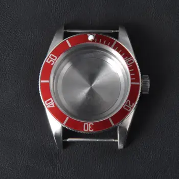 41mm Safir de Sticlă Roșie Ramă din oțel inoxidabil Ceas Caz mans ceas