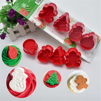 4buc de Crăciun Tăietori Cookie Set de Plastic Biscuiti Matrite pentru om de Zăpadă Forme de Petrecere a Trata Decorare Mucegai Tort Fondant