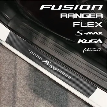 4BUC Masina Pragului de Carbon din Piele Autocolant Pentru Ford C MAX EXPEDIȚIE Fiesta FIGO FLEX Fusion GALAXY GT KA PUMA RANGER Raptor de TRANZIT