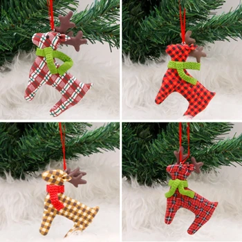 4buc Pom de Crăciun Agățat Ornamente Carouri Clasic de Elan, Ren Figurine de Lut Pandantive Jucarii Copii Xmas Decor Petrecere