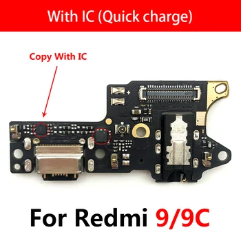 50 Buc Nou Încărcător USB Port Conector de Microfon de Încărcare Cablu Flex Pentru Xiaomi Redmi 9 9C Plug PCB Dock de Înlocuire Cu IC