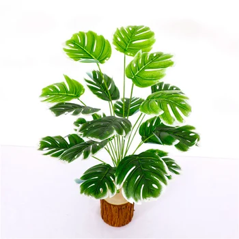50cm 18Heads Mare de Plante Artificiale din Plastic Testoasa Frunze Fals Monstera Ramură Tropicale, Plante Verzi pentru Bonsai de Interior