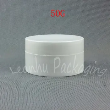 50G de Plastic Alb Crema Borcan , 50CC Dublu Grosime Sticlă de Plastic , Masca / Crema de Ambalaje de Sticlă , Gol Container Cosmetice