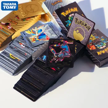 54pcs Pokemon Gold Metal Carduri Vmax GX Carduri de Energie engleză spaniolă Pikachu Charizard Carduri de Colectare de Jucării pentru Copiii Cadou