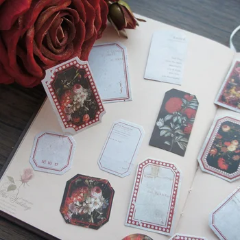 58pcs Roșu Pictură în Ulei de Flori de Stil de Hârtie Autocolant Scrapbooking DIY Cadou de Ambalare Etichetă Decor Tag