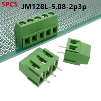 5PCS JM128L-5.08-2p3p Poate Fi Îmbinat 5,08 mm Low-Poziția Verde Terminal Bloc În linie de Sudare Placa cu Șurub Tip