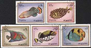 5Pcs/Set Fujaira Timbre Poștale 1972 Marine de Pești Ornamentali Folosit Post Marcate cu Timbre Poștale pentru Colectarea