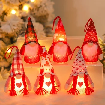 6 BUC LED Luminos de Ziua Îndrăgostiților Pitic Papusa Decor Roz Place Gnome Stralucitoare fără Chip de Papusa Cadou de Ziua Îndrăgostiților