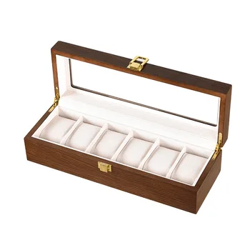 6 sloturi de lux pentru femei de moda casa de lemn cutie de ceas, de calitate superioară ceas cutie de depozitare pentru bărbați Ceasuri 200802-02