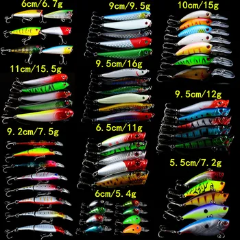 60pcs/multe Momeli de Pescuit Set Mixt De 10 Varisized Modele Momeală Artificială a Face de Calitate Profesională Momeli de Pescuit
