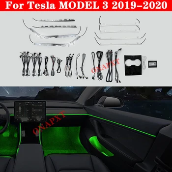 64 culori Set Pentru Tesla MODEL 3 2019-2020 Ecran de Control Decorative de Lumină Ambientală cu LED Atmosfera Lampa de iluminat Strip