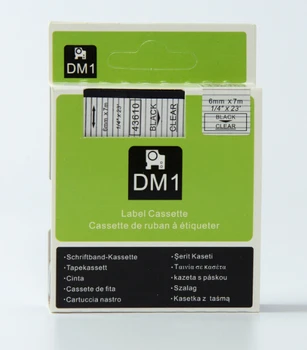 6mmX7m 6mm eticheta negru pe bandă transparentă 43610 compatibil d1 eticheta cu benzi dymo d1 imprimantă de etichete