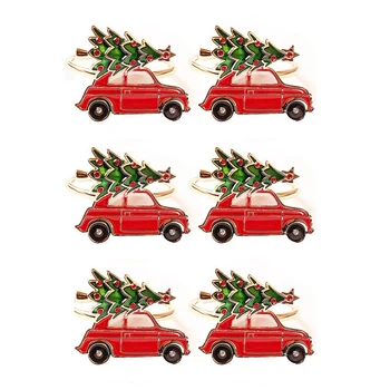 6Pcs Creative Drăguț Auto Metalic de Forma Șervețel de Crăciun Inel Suport Prosop Multicolor Țesut Inel Servetel Catarama masa Decor de Masă